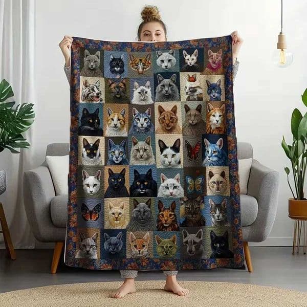 Cute Sleeping Kittens Blanket Soft Warm All-Season Bedspread Adorable Designs Anti-Pilling Cozy Throw for Bed Sofa Cover C260528