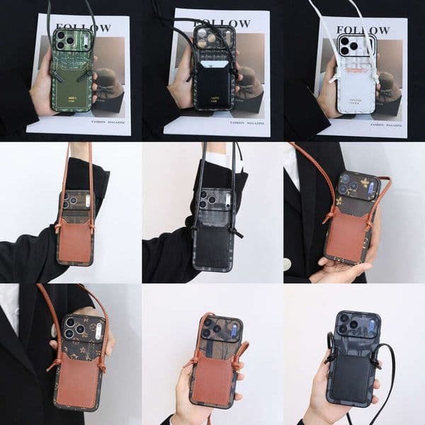 Designer Phone Case Coque Telephone Luxe 17 Pro Max Phone Case New Model Ip16 Crossbody With Strap And Lanyard 15 Anti Drop Shockproof Protective Case