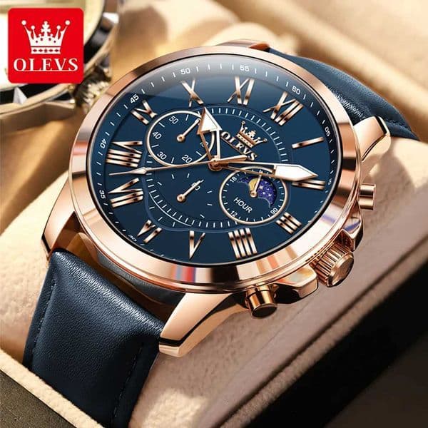 OLEVS 3632 Men Watch Elegant Luxury Sport Quartz Watch Scale Waterproof Luminous Automatic Date Moon Belt Watch Gifts OriginalR260528