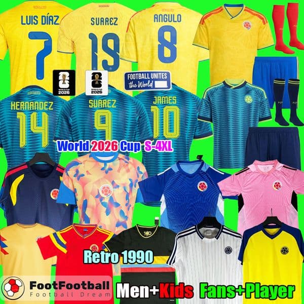2026 Colombia world cup Soccer Jerseys 2026 Copa America LUIS DIAZ FALCAO JAMES Pre match 2027 26 27 Football Shirt CUADRADO Men Kids Kit Camiseta De Futbol