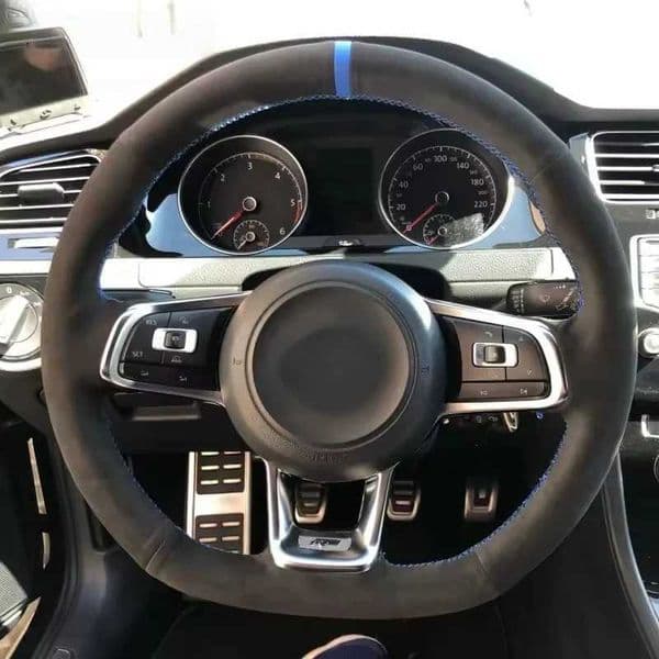Custom Suede Car Steering Wheel Cover for Volkswagen VW Golf 7 GTI Golf R MK7 VW Polo GTI Scirocco 2015 2016