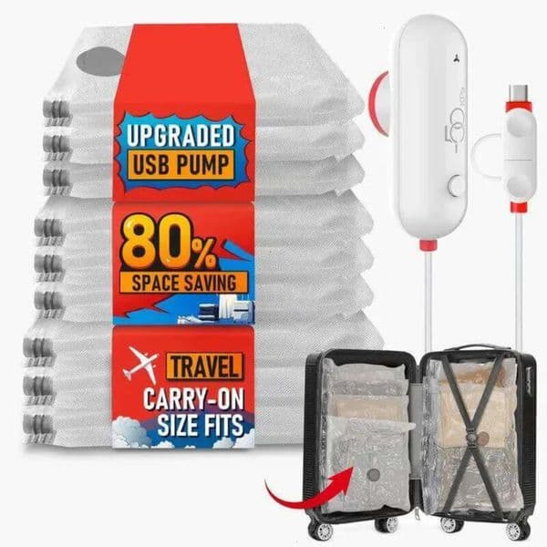 art Designer 6-12Pack USB Electric Bags Save Space Light Vacuum Compression Power Pump With Lightweight Travel Bag Free Shipping 6 022