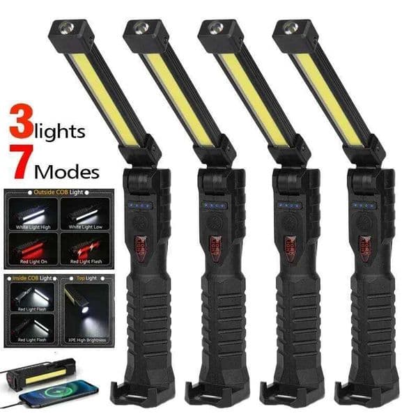 Ultra Bright LED Work Lights Rechargeable Magnetic Hook Camping Lamp Built-in Battery Repair Flashlight Portable Output Lanterns S260527