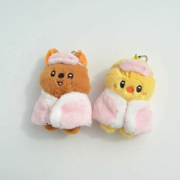 SKZOO Stray Kids Keychain Plush Toy Pajamas Eye Mask Keychain Decorative Animal Pink Series Mini Companion Doll DIY Products L260527