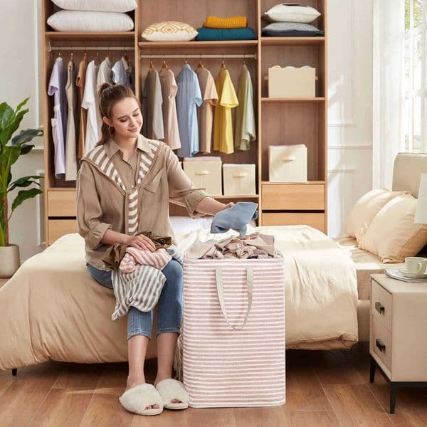 75L Large Collapsible Laundry Baskets with Handle Household Clothes Storage Basket Dirty Laundry Toys Storage OrganizationJ260527