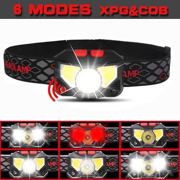 USB Rechargeable XPECOB LED Headlamp with 6 Modes Motion Sensor Waterproof for Camping Running Fishing Headlight S260527