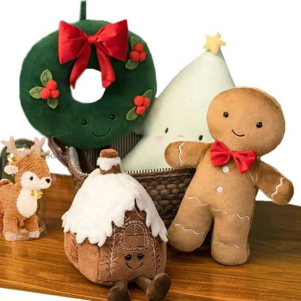 Christmas Ginger Bread Plush Pillow Stuffed Chocolate Cookie Cabin House Decor Cushion Funny XMas Tree Party Decor Doll Plushie L260527