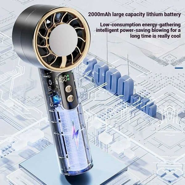 Ice Pack Cooling Fan Handheld Fan Adjustable with LED Display USB Rechargeable Ice Cooling Fan for Summer Travel Outdoor Camping C260528