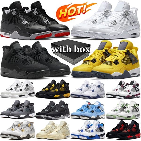 with box 4s basketball shoes designer running shoes men women Black Cat Red Thunder Cool Grey stylish sneakers outdoor breathable trainers