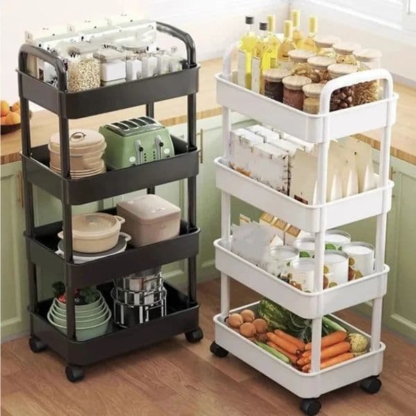 Convenient Snack Storage Rack Large Capacity Removable Mobile Trolley Home Organize Plastic 260527