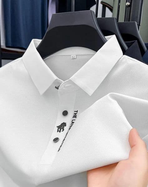 High quality silk breathable short sleeve POLO shirt mens lapel top summer light printed casual T-shirt 260527