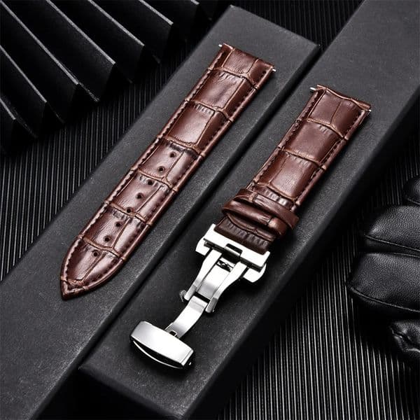 Genuine Calfskin Leather Watchbands Business Replace Watch Band 18mm 20mm 22mm 24mm With Butterfly Buckle Wristwatch Strap 260527