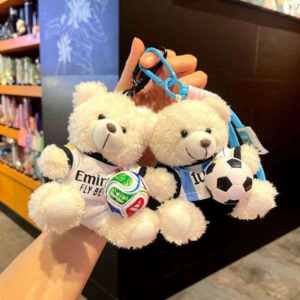 Mexico World Cup 2026 Cartoony Football Pendant - Adorable Star-Bear Design for Fans