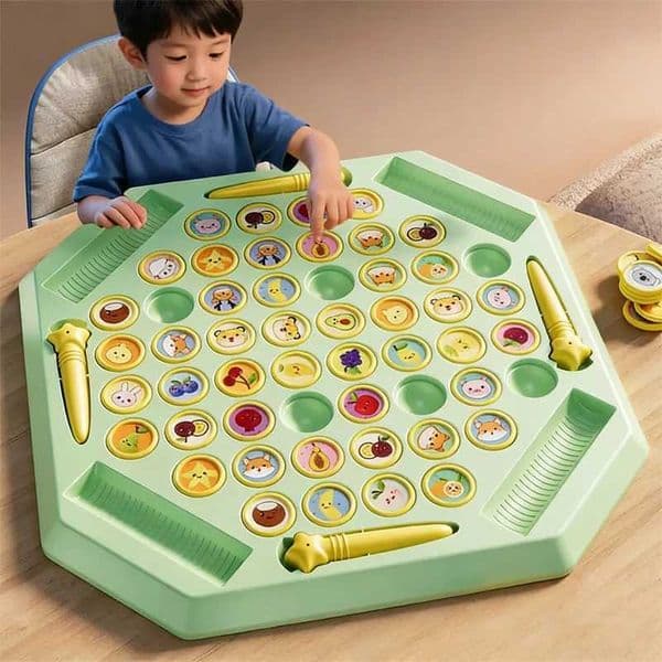 Kids Memory Game Board Chess 54 Cards Animal Fruit Flip Chess Educational Logical Thinking Learning Toy for 2-4 Players L260528