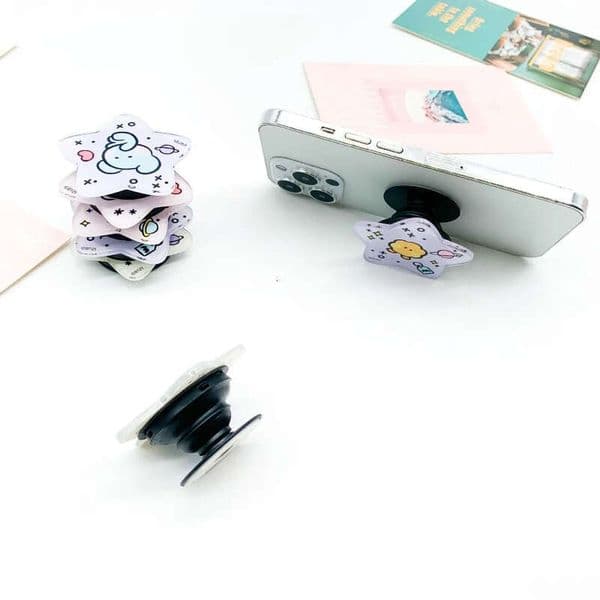 BTS BT21 Kpop Fashion Album Acrylic Phone Stand Vinyl Disc Lazy Bracket Cute Cartoon Desktop Mobile Phone Holder Convenient Desk Decoration Gift