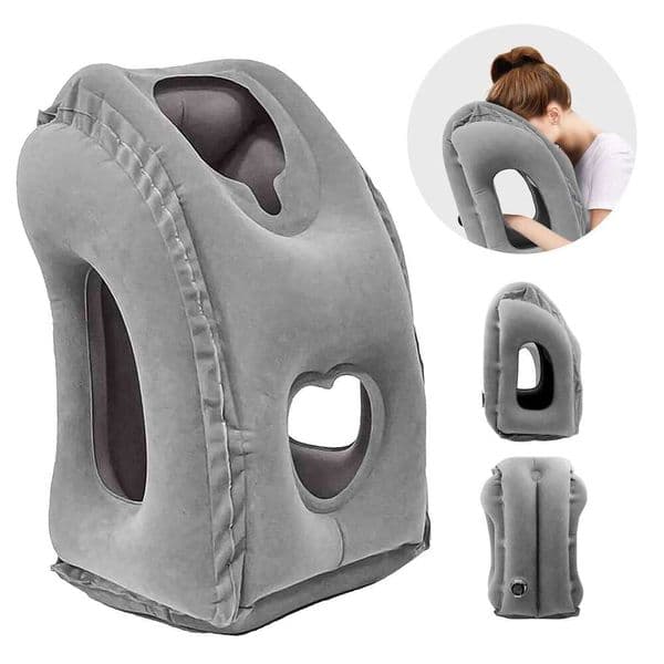 1pc Inflatable Pillow, Airplane Pillow Patented Valve Design, Accessories With Neck And Head Support, Travel W260528