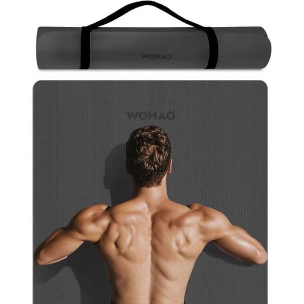 Extra Wide & Thick 8mm Yoga 72"x31.5" Large Non Slip Exercise Mat, Premium POE Material Stability, with Strap for Home 26L0528