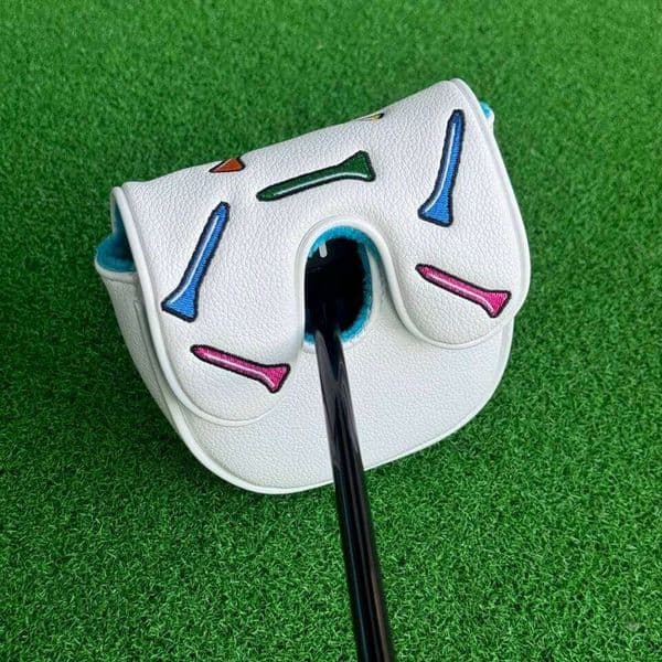 Centre Shaft Mallet CoversPU Leather Headcover Magnetic Closure For DF3 Golf Club Tees Pattern Putter Covers 26L0528