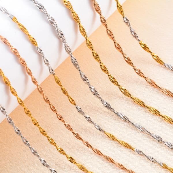 15mm/2mm/25mm Stainless Steel Tiny Twist Flate Snake Chain Necklace Silver/Gold/Rose Color For Women Mens Jewelry Gift 260528