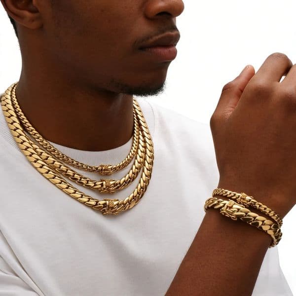Hip Hop Bling Gold Cuban Link Chain Necklace For Men Rapper Style Tank Chain Jewelry Trendy Whip Chain Necklace 260528