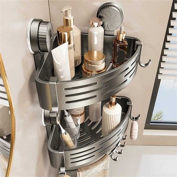 1Pcs Bathroom Corner Shelf ABS Corner Shower Rack Suction Cup Wall Mounted Towels Holder Storage Rack For Shower BathroomR260529