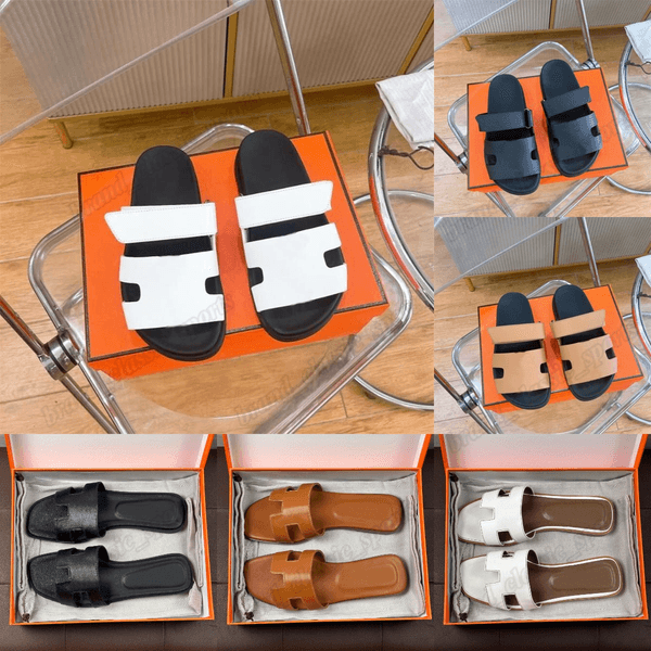 With Box Luxury Chypre Slippers Designer Slides Sandals Women Beach Slippers Leather Suede Classic Luxury Summer Beach Sandal Crocodile Skin Flat Ladies Slide 35-44