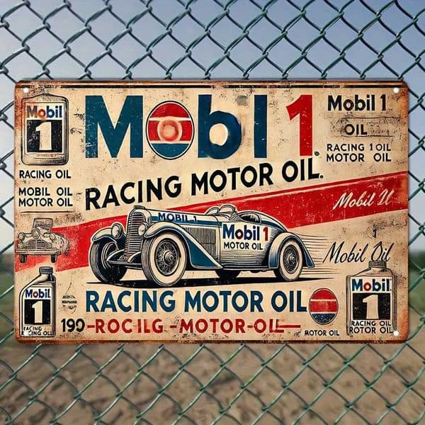 Vintage Mobil 1 Racing Motor Oil Metal Tin Sign Retro Classic Car Iron Painting Wall Art Rustic Garage Decorative Plaque for M C260529