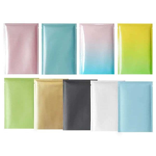 100Pcs Glossy Matte Aluminum Mylar Foil Open Top Bag Heat Vacuum Seal Tear Notch Food Ground Coffee Tea Storage Packing PouchesR260529