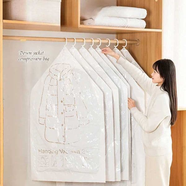 Household Hanging Vacuum Hanging Pocket Hook Vacuum Compression Bag Down Jacket Clothing Storage Bag Edge Pull Dust BagR260529
