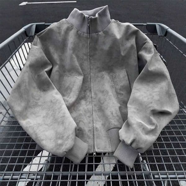 Bomber Flight PU Leather Jacket for Men Spring and Autumn Short Style High-End Feel Cool American Style Clean Fit Tie-Dye Coat L260528