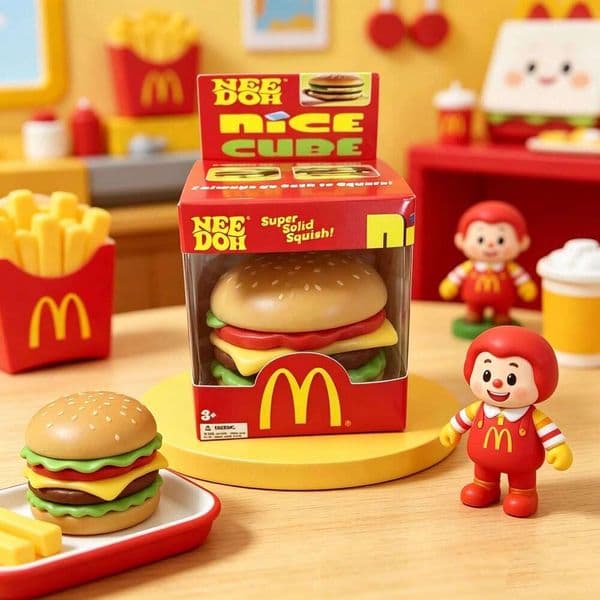 NeeDoh Burger Shape Super Soft Stress Relief Squeeze Toy, Anxiety Calming Fidget Toy ADHD, Birthday Gift for Boys Girls W260529