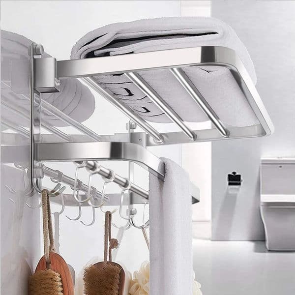Designer Shelves Rack Hanger 304 Stainless Steel Folding Movable Bath Polished Towel h Holder Storage Shelf Bathroom Accessories Free Shipping 9