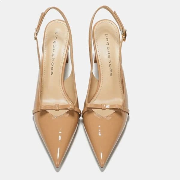 Pointed Toe Womens Sandals Summer Bow Sexy Buckle High Heels Slingback Shallow Mouth Girls Mary Jane Shoes 260529