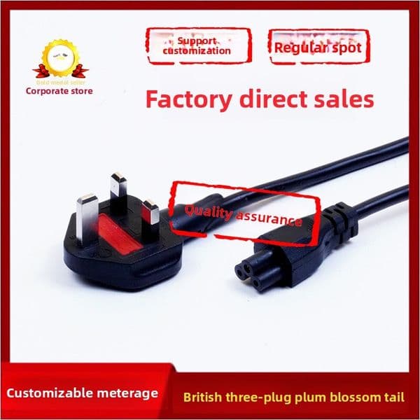 BS British standard three-prong power cord with fuse, UK standard, suitable for Malaysia and Hong Kong, three-core AC connection