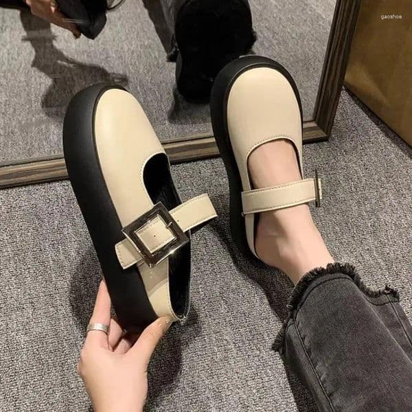 Slippers French Style Comfortable Thick Heel Women's Sandals Summer Of The Season Casual Slip-On Versatile Large Head