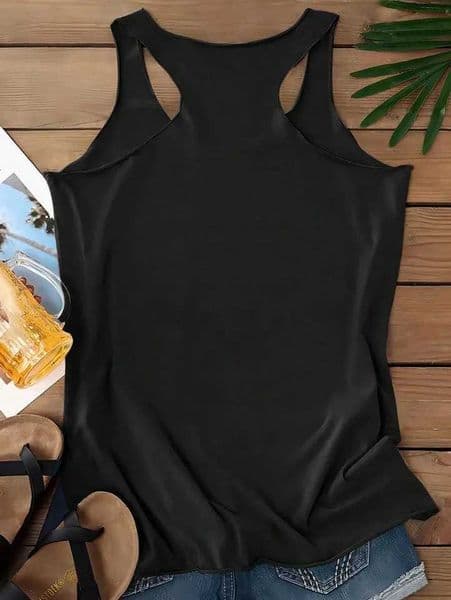 2026 loose casual comfortable skull letter printed round neck solid color backless waist sleeveless vest top M260529