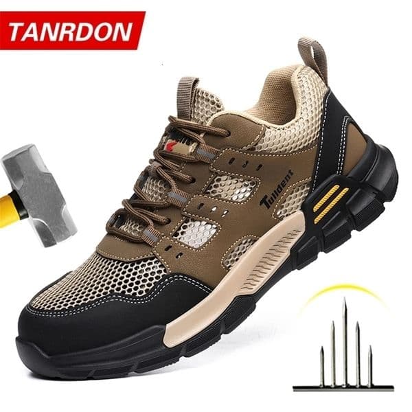 Mens safety shoes anti smashing and anti stabbing work shoes lightweight and breathable safety boots tactical boots i260522