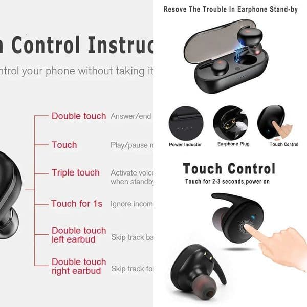 Y30 TWS Bluetooth Earphones 50 Wireless Stereo Earbuds In-ear Noise Reduction Waterproof Headphones With Charging Case PK y50 X260529