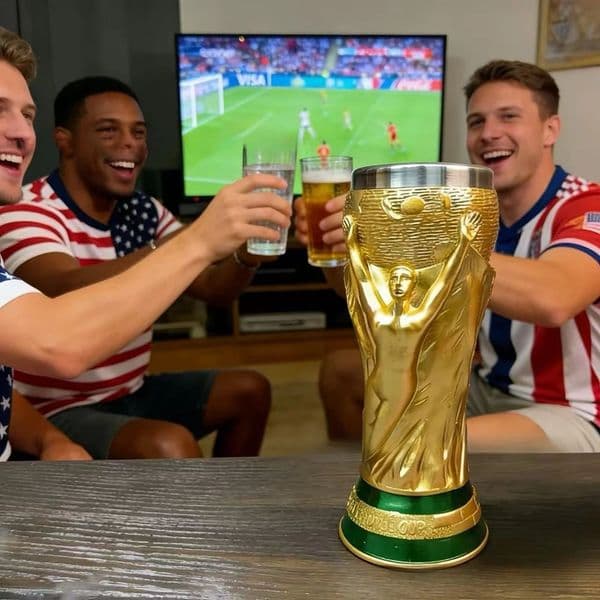 2026 Trophy Beer Glass Soccer Themed Beer Mug for Party Large Capacity Drinking Cup for Home Bar Football Events Celebrations 260529