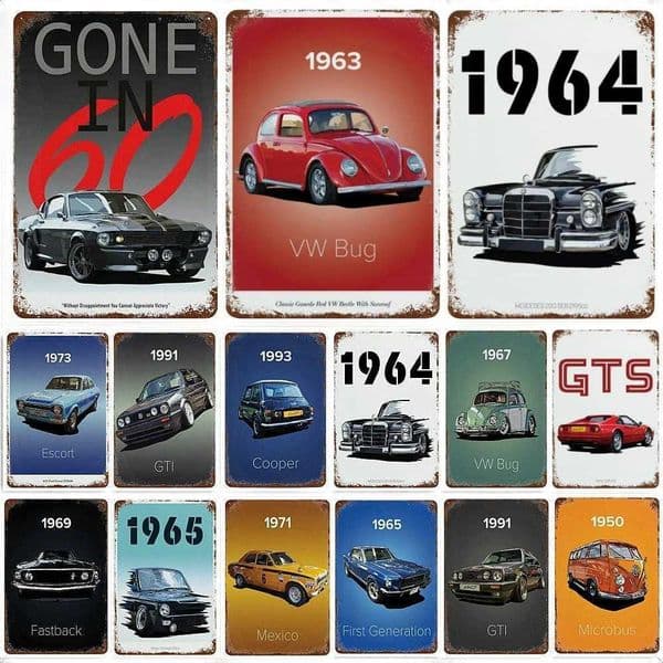Vintage Car Decoration 80s GTI Sports Classic Car Metal Aluminum Sign Plaque Garage Man Cave Living Room Home Wall Poster Plates C260529
