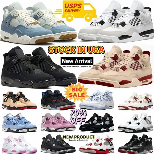 2026 With Box 4 4s Basketball Shoes Designer Sneaker Pale Ivory Black Cat Thunder Sulfur Sail Sierra Red Military Bred White Cement X Pine Green Nave Brick