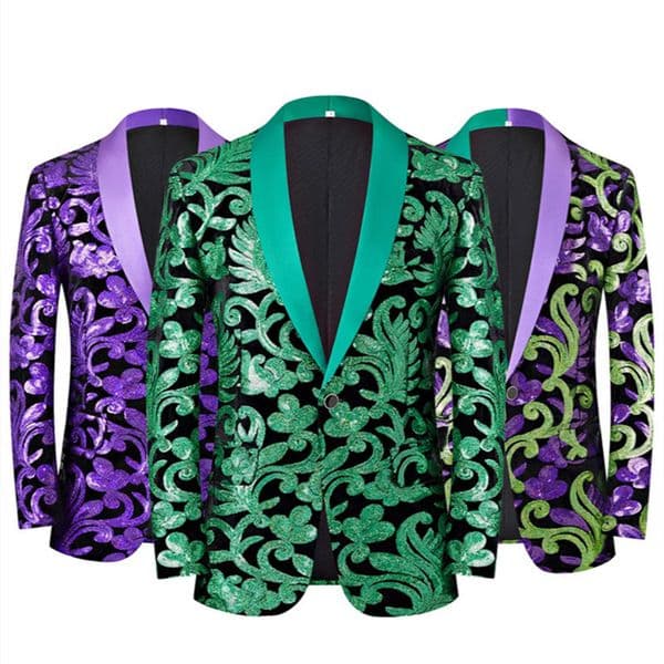 Men's Velvet Sequins Jacquard Suit Jackets Floral Blazers for Male Singer Stage Performance Host Wedding Banquet Evening Celebrate Prom Shiny Sequined Tuxedo