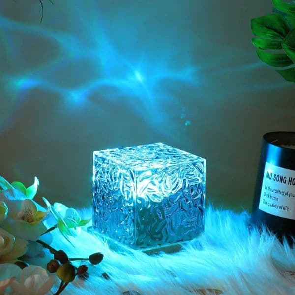 Dynamic rotating water ripple projector night light RGB16 color flame crystal light living room study bedroom rotating light M260529