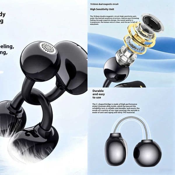 Ear Clip Earphone Open Ear Sports Wireless Bluetooth Headphone Touch Control ENC Noise Cancelling Headset With Microphone X260529