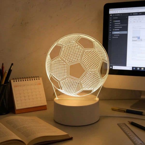 3D Creative Glow-in-the-Dark Football Night Light Sports-Themed Home Decor Innovative Desk Lamp M260529