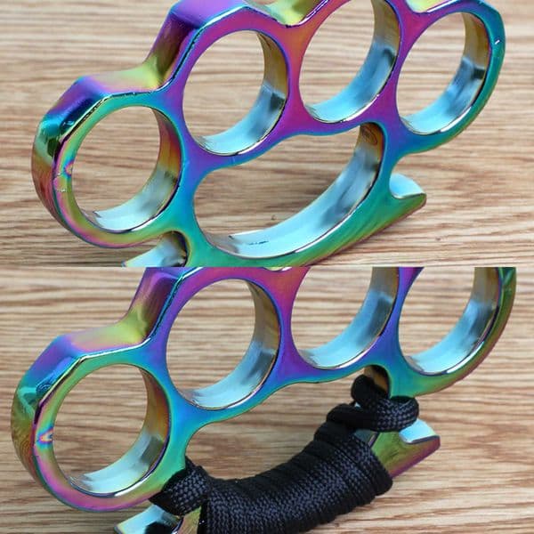 Colorful Zinc Alloy Self-defense Weapon - Multi-functional Brass Knuckle with Built-in Glass Breaker S260528
