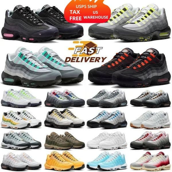 Tax Free 95 Triple Black Running Shoes Designer Men Womens Thick Bottom 95s 97 Sneak Baltic Blue Anatomy Stadium Sequoia Tour Yellow Neon Greedy Sports