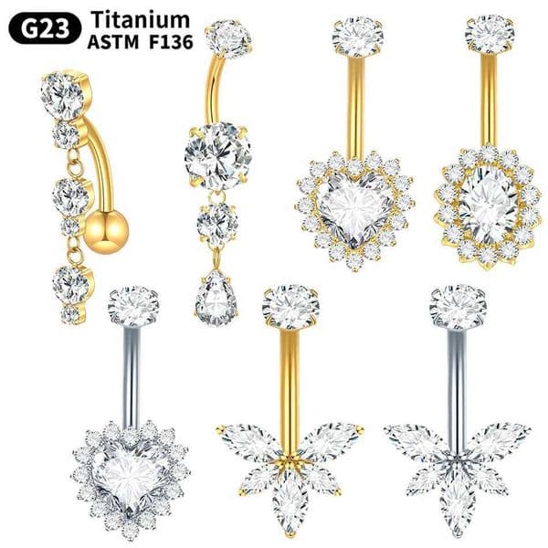 1PC Titanium Navel Piercing14G Cubic Zirconia Belly Button Rings Dangling Navel Earring Belly Piercing Sexy Body Jewelry Ombligo Q260529