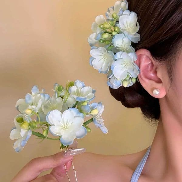 Summer Artificial Flower Hair Pins Elegant Floral U Shaped Hair Clips Sweet Bridal Hair Accessories For Wedding Party Outdoor M260529