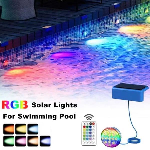 Remote Control Solar Pool LED Light RGB Color Timer 16 Colors Lighting Solar Swimming Pool Light Brightness Levels Energy Saving S260529